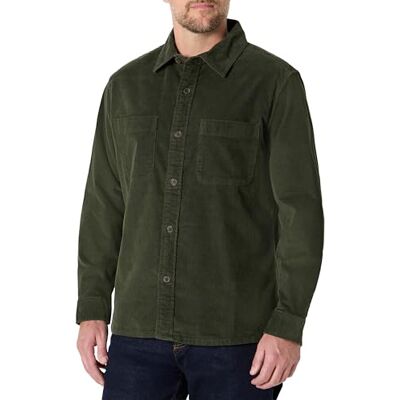 Amazon Herren Regular Fit: Cord-Overshirt, Dunkles Olivgrün, S Amazon Herren Regular Fit: Cord-Overshirt, Dunkles Olivgrün, S