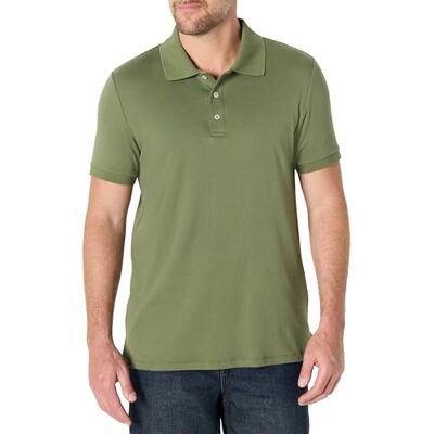 Amazon Herren Slim Fit: Interlock-Poloshirt, Dunkles Olivgrün, L Amazon Herren Slim Fit: Interlock-Poloshirt, Dunkles Olivgrün, L