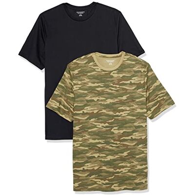 Amazon Herren T-Shirt Regular-Fit Kurzarm Rundhalsausschnitt 2er Pack Black/Camo Print Medium Amazon Herren T-Shirt Regular-Fit Kurzarm Rundhalsausschnitt 2er Pack Black/Camo Print Medium
