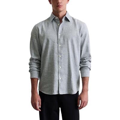 Marc O' Polo Marc OߴPolo Herren Leinenhemd mit Kentkragen Regular Fit, Grau (Dark Blue Multi 01), L Marc O' Polo Marc OߴPolo Herren Leinenhemd mit Kentkragen Regular Fit, Grau (Dark Blue Multi 01), L
