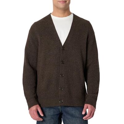 Amazon Herren Relaxed-Fit-Strickjacke aus Baumwollmischung, Schokoladenbraun Meliert, XL Amazon Herren Relaxed-Fit-Strickjacke aus Baumwollmischung, Schokoladenbraun Meliert, XL