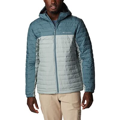 Columbia Silver Falls Hooded Jacket, Steppjacke mit Kapuze für Herren, Niagara/Metal, Größe L Columbia Silver Falls Hooded Jacket, Steppjacke mit Kapuze für Herren, Niagara/Metal, Größe L