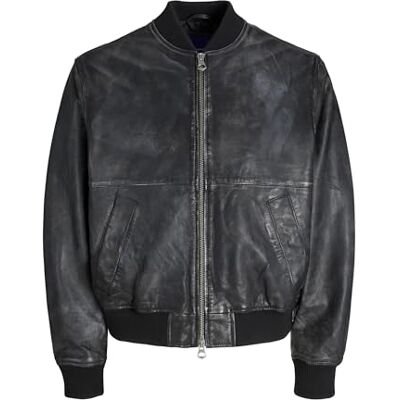 JACK & JONES Herren Jorleather Bomber JKT Styd Aw24, Black, x_l JACK & JONES Herren Jorleather Bomber JKT Styd Aw24, Black, x_l