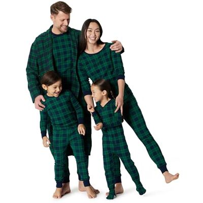 Amazon Herren Passende Familien-Pyjama-Sets in Relaxed-Fit Aus Weichem Flanell Für Die Feiertage, Dunkles Smaragdgrün Marineblau Karomuster, M Amazon Herren Passende Familien-Pyjama-Sets in Relaxed-Fit Aus Weichem Flanell Für Die Feiertage, Dunkles Smaragdgrün Marineblau Karomuster, M
