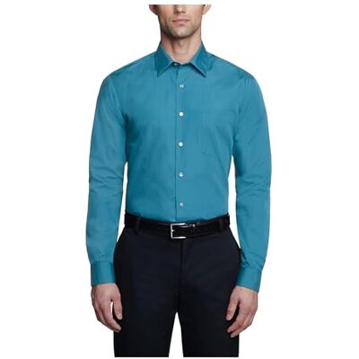 Van Heusen Herren Popeline, enganliegend, Fester spitzer Kragen Klassisches Hemd, Deep Sea, 18" Hals 32"-33" Ärmel Van Heusen Herren Popeline, enganliegend, Fester spitzer Kragen Klassisches Hemd, Deep Sea, 18" Hals 32"-33" Ärmel