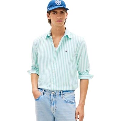 Tommy Hilfiger Herren Hemd Flex Poplin Classic aus Baumwolle, Türkis (Arctic Aqua/Stripe), XXL Tommy Hilfiger Herren Hemd Flex Poplin Classic aus Baumwolle, Türkis (Arctic Aqua/Stripe), XXL