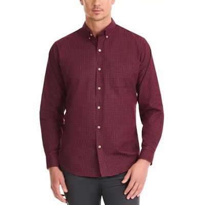 Van Heusen Herren Wrinkle Free Long Sleeve Shirt, Slim Fit, Comfortable Stretch Fabric Hemd mit Button-Down-Kragen, Port Red, Mittel Van Heusen Herren Wrinkle Free Long Sleeve Shirt, Slim Fit, Comfortable Stretch Fabric Hemd mit Button-Down-Kragen, Port Red, Mittel