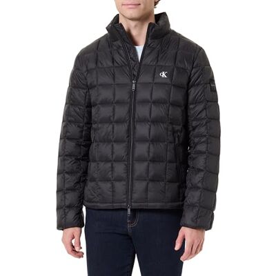 Calvin Herren Pufferjacke Nylon Quilted mit Stehkragen, Schwarz (Black), L Calvin Herren Pufferjacke Nylon Quilted mit Stehkragen, Schwarz (Black), L