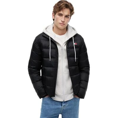 Tommy Jeans Herren Steppjacke Light Down mit Stehkragen, Schwarz (Black), XL Tommy Jeans Herren Steppjacke Light Down mit Stehkragen, Schwarz (Black), XL