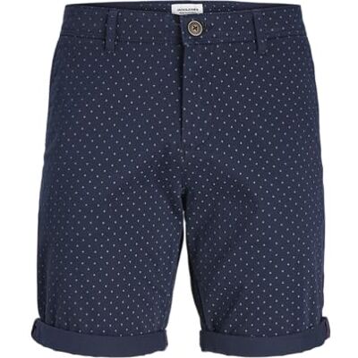 JACK & JONES Herren Jpstbowie Jjshort Sa Printed Sn Chinoshorts, Navy Blazer, S JACK & JONES Herren Jpstbowie Jjshort Sa Printed Sn Chinoshorts, Navy Blazer, S