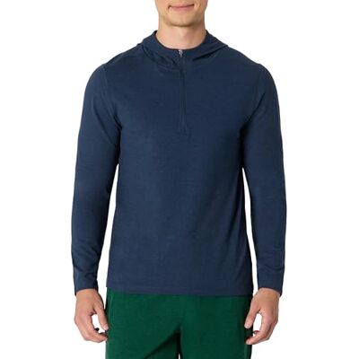Amazon Herren Sportliches, Weiches, Leichtes Langarm-Trainingsoberteil mit Viertelreißverschluss, Marineblau Space-dye, XS Amazon Herren Sportliches, Weiches, Leichtes Langarm-Trainingsoberteil mit Viertelreißverschluss, Marineblau Space-dye, XS