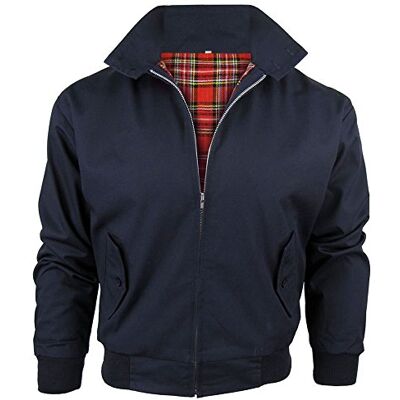 Army And Workwear Harrington-Jacke mit kariertem Futter, gefertigt in Großbritannien, Herren, mit Reißverschluss, klassische Bomberjacke Army And Workwear Harrington-Jacke mit kariertem Futter, gefertigt in Großbritannien, Herren, mit Reißverschluss, klassische Bomberjacke