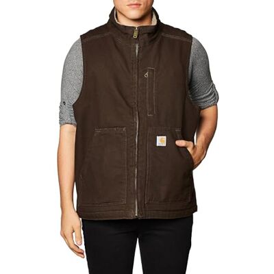 Carhartt Herren Weste mit Sherpa-Futter und Stehkragen mit Lockerer Passform Arbeits-Utility-Oberbekleidung, Dunkelbraun, XXL Carhartt Herren Weste mit Sherpa-Futter und Stehkragen mit Lockerer Passform Arbeits-Utility-Oberbekleidung, Dunkelbraun, XXL