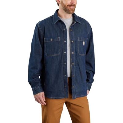 Carhartt Relaxed Fit Denim Fleece Lined Snap-Front Shirt Carhartt Relaxed Fit Denim Fleece Lined Snap-Front Shirt