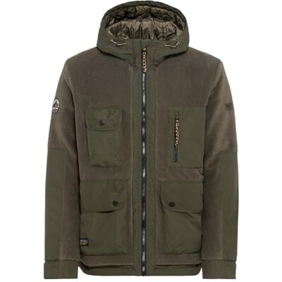 camel active Herren Gefütterte Fleecejacke mit Kapuze und Materialkontrast Dunkel Khaki, menswear-56 camel active Herren Gefütterte Fleecejacke mit Kapuze und Materialkontrast Dunkel Khaki, menswear-56