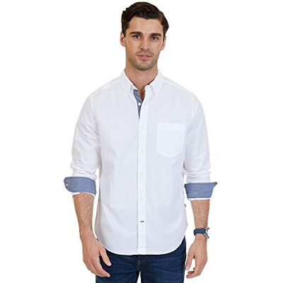 Nautica Herren Klassische Passform, Stretch, einfarbig, Lange Ärmel, Hemd mit Button-Down-Kragen, Marshmallow, L Nautica Herren Klassische Passform, Stretch, einfarbig, Lange Ärmel, Hemd mit Button-Down-Kragen, Marshmallow, L