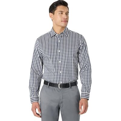 Amazon Langärmeliges Stretchhemd für Herren, normale Passform, weißes Gingham, Größe XL Amazon Langärmeliges Stretchhemd für Herren, normale Passform, weißes Gingham, Größe XL