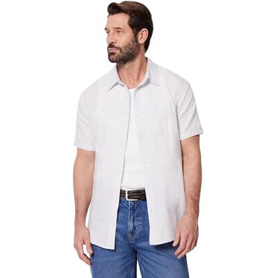 Amazon Herren Kurzärmliges Regular-Fit-Leinenhemd, Taubengrau, XL Amazon Herren Kurzärmliges Regular-Fit-Leinenhemd, Taubengrau, XL