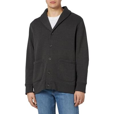 Amazon Herren Strickjacke aus Fleece mit Langen Ärmeln und Schalkragen, Dunkelgrau Meliert, L Amazon Herren Strickjacke aus Fleece mit Langen Ärmeln und Schalkragen, Dunkelgrau Meliert, L