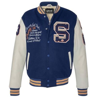 Schott NYC Lcteddybd Herrenjacke, Blau/Offwhite, L Schott NYC Lcteddybd Herrenjacke, Blau/Offwhite, L