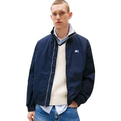 Tommy Jeans Herren Übergangsjacke Essential mit Stehkragen, Blau (Dark Night Navy), XL Tommy Jeans Herren Übergangsjacke Essential mit Stehkragen, Blau (Dark Night Navy), XL