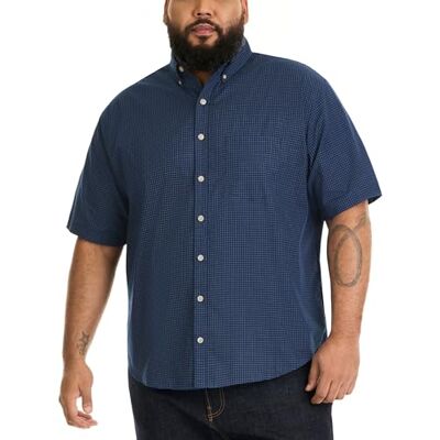 Van Heusen Herrenhemd, Knopfleiste, große Größe, knitterfrei, kurzärmelig, kariert, Blau (Carbon Blue), XXL Gro Van Heusen Herrenhemd, Knopfleiste, große Größe, knitterfrei, kurzärmelig, kariert, Blau (Carbon Blue), XXL Gro