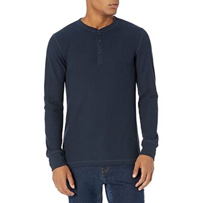 Amazon Herren Langärmeliges Waffel-Henley, Schmale Passform, Marineblau, L Amazon Herren Langärmeliges Waffel-Henley, Schmale Passform, Marineblau, L