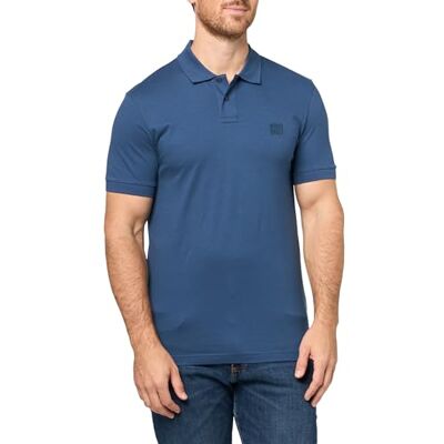 Boss Herren-Poloshirt, quadratisch, Patch-Logo, schmale Passform, Premium Navy, L Boss Herren-Poloshirt, quadratisch, Patch-Logo, schmale Passform, Premium Navy, L
