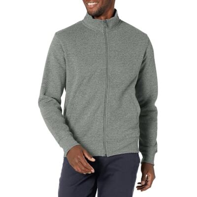 Amazon Herren Regular-Fit-Fleece-Sweatshirt mit Stehkragen und Reißverschluss, mittelschwer, Mittelgrau Meliert, S Amazon Herren Regular-Fit-Fleece-Sweatshirt mit Stehkragen und Reißverschluss, mittelschwer, Mittelgrau Meliert, S
