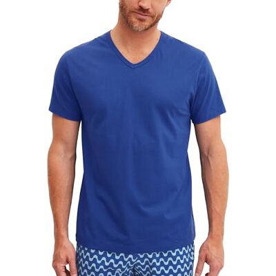 CALIDA RMX Sleep T-Shirt Herren, aus Baumwolle, Single Jersey-Qualität, langlebig Mazarine Blue 50 CALIDA RMX Sleep T-Shirt Herren, aus Baumwolle, Single Jersey-Qualität, langlebig Mazarine Blue 50
