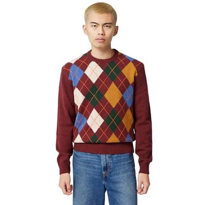 GANT Herren Argyle C-Neck Pullover, Winter Wine, S EU GANT Herren Argyle C-Neck Pullover, Winter Wine, S EU