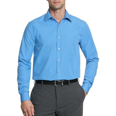 Van Heusen Herren Popeline, Normale Passform, Fester Spitzkragen Klassisches Hemd, Pacifico, 43 cm Hals 81 cm-84 cm Ärmel Van Heusen Herren Popeline, Normale Passform, Fester Spitzkragen Klassisches Hemd, Pacifico, 43 cm Hals 81 cm-84 cm Ärmel
