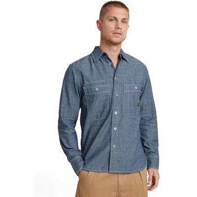 G-STAR RAW Herren Nimes Regular Hemd, Blau (Rinsed D23009-D558-082), L G-STAR RAW Herren Nimes Regular Hemd, Blau (Rinsed D23009-D558-082), L