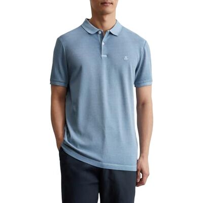 Marc O' Polo Herren Kurzarm-Poloshirt mit Stretch-Anteil Shaped Fit, Blau (Meltwater), S Marc O' Polo Herren Kurzarm-Poloshirt mit Stretch-Anteil Shaped Fit, Blau (Meltwater), S