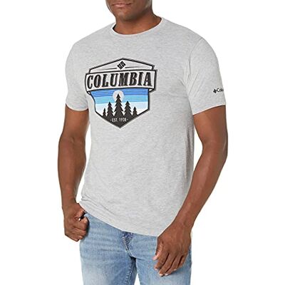 Columbia Bekleidung Grafik-T-Shirt für Herren, Grey Heather/Switchback, Größe L Columbia Bekleidung Grafik-T-Shirt für Herren, Grey Heather/Switchback, Größe L