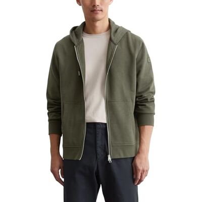 Marc O' Polo Herren Sweatjacke aus Bio-Baumwolle mit Kapuze, Grün (Neverland Iron), XS Marc O' Polo Herren Sweatjacke aus Bio-Baumwolle mit Kapuze, Grün (Neverland Iron), XS