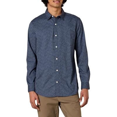 Amazon Herren Langärmeliges Hemd Aus Stretch-Popeline Mit Schlanker Passform, Marineblau Purpur Floral, XXL Amazon Herren Langärmeliges Hemd Aus Stretch-Popeline Mit Schlanker Passform, Marineblau Purpur Floral, XXL