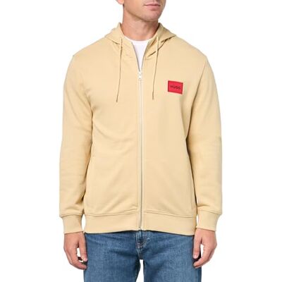 HUGO Herren-Sweatshirt, Normale Passform, quadratisches Logo, Jersey, mit Reißverschluss, Mojave Dessert, Medium HUGO Herren-Sweatshirt, Normale Passform, quadratisches Logo, Jersey, mit Reißverschluss, Mojave Dessert, Medium