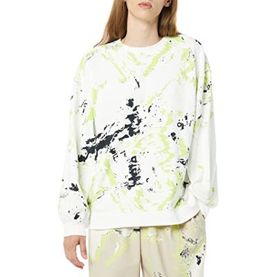 rare/self Sweatshirt für alle Geschlechter, Freiliegende Nähte Rundhalsausschnitt Frottee-Strick, Abstrakter Aufdruck in Sellerie, Größe 4 rare/self Sweatshirt für alle Geschlechter, Freiliegende Nähte Rundhalsausschnitt Frottee-Strick, Abstrakter Aufdruck in Sellerie, Größe 4