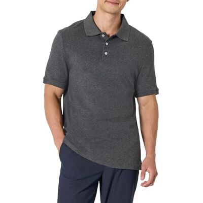Amazon Interlock Herren-Poloshirt, Normale Passform, Charcoal Heather, Größe XS Amazon Interlock Herren-Poloshirt, Normale Passform, Charcoal Heather, Größe XS