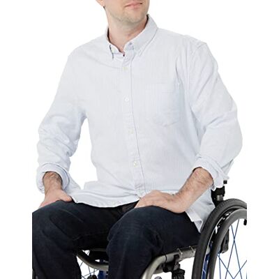 Amazon Herren Langarm-Hemd aus Stretch-Oxford mit normaler Passform und Tasche (erhältlich in Big & Tall), Puderblau Vertikale Streifen, M Amazon Herren Langarm-Hemd aus Stretch-Oxford mit normaler Passform und Tasche (erhältlich in Big & Tall), Puderblau Vertikale Streifen, M