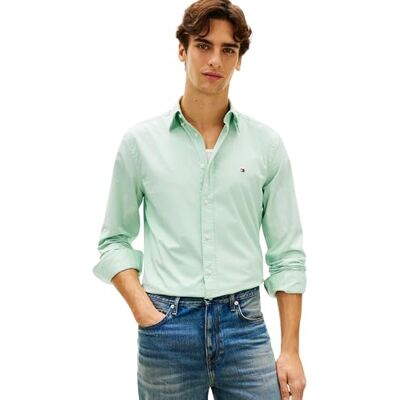 Tommy Hilfiger Herren Hemd Flex Poplin Solid Regular Fit, Grün (Crushed Mint), L Tommy Hilfiger Herren Hemd Flex Poplin Solid Regular Fit, Grün (Crushed Mint), L