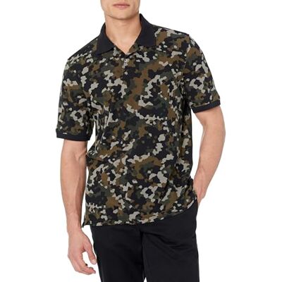 Amazon Herren-Poloshirt aus Baumwollpiqué, Normale Passform (erhältlich in Big & Tall), Olivgrün Camo, Größe S Amazon Herren-Poloshirt aus Baumwollpiqué, Normale Passform (erhältlich in Big & Tall), Olivgrün Camo, Größe S