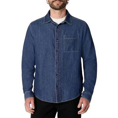Amazon Herren Regular-Fit-Jeanshemd, Langarm mit Knopfleiste, Stone Mittlere Waschung, L Amazon Herren Regular-Fit-Jeanshemd, Langarm mit Knopfleiste, Stone Mittlere Waschung, L