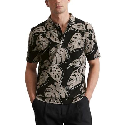Marc O' Polo Herren Kurzarm-Poloshirt aus Bio-Baumwolle mit Allover-Print, Mehrfarbig (Multi/Black), M Marc O' Polo Herren Kurzarm-Poloshirt aus Bio-Baumwolle mit Allover-Print, Mehrfarbig (Multi/Black), M