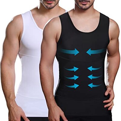 Lgtfy Herren Body Shaper Weste, Brust Bauch Kompression Tank Top, Bauch Verstecken Unterhemden – Wechseln Sie in Sekunden, Schwarz/Weiß, L Lgtfy Herren Body Shaper Weste, Brust Bauch Kompression Tank Top, Bauch Verstecken Unterhemden – Wechseln Sie in Sekunden, Schwarz/Weiß, L