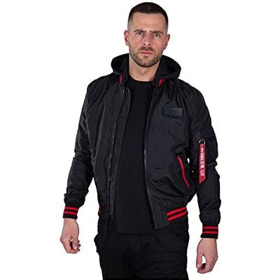 Alpha MA-1 TT Hood Defense Bomberjacke für Herren Black Alpha MA-1 TT Hood Defense Bomberjacke für Herren Black