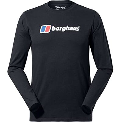 Berghaus Herren Organic Langarm-T-Shirt mit großem klassischem Logo T-Shirt, Schwarz/Schwarz, XS Berghaus Herren Organic Langarm-T-Shirt mit großem klassischem Logo T-Shirt, Schwarz/Schwarz, XS