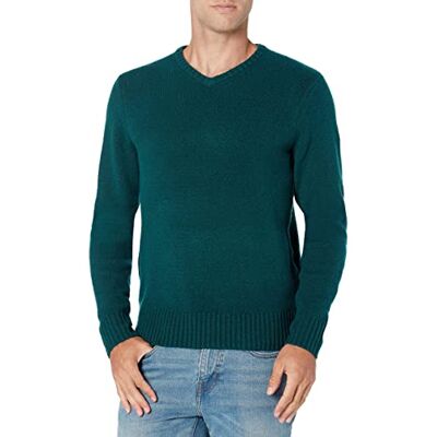 Amazon Herren Soft-Touch-Pullover mit Langen Ärmeln und V-Ausschnitt, Tannengrün, L Amazon Herren Soft-Touch-Pullover mit Langen Ärmeln und V-Ausschnitt, Tannengrün, L