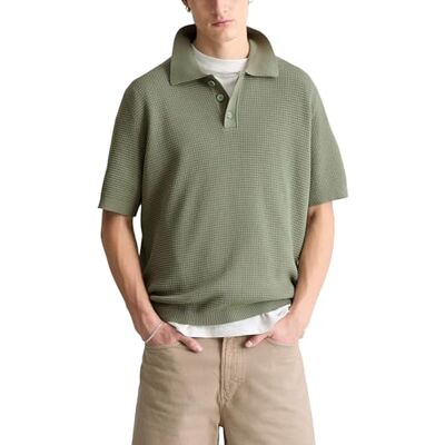 Marc O' Polo Marc OߴPolo Denim Herren Kurzarm-Poloshirt mit Waffelstruktur Regular Fit, Grün (Tea Green), M Marc O' Polo Marc OߴPolo Denim Herren Kurzarm-Poloshirt mit Waffelstruktur Regular Fit, Grün (Tea Green), M